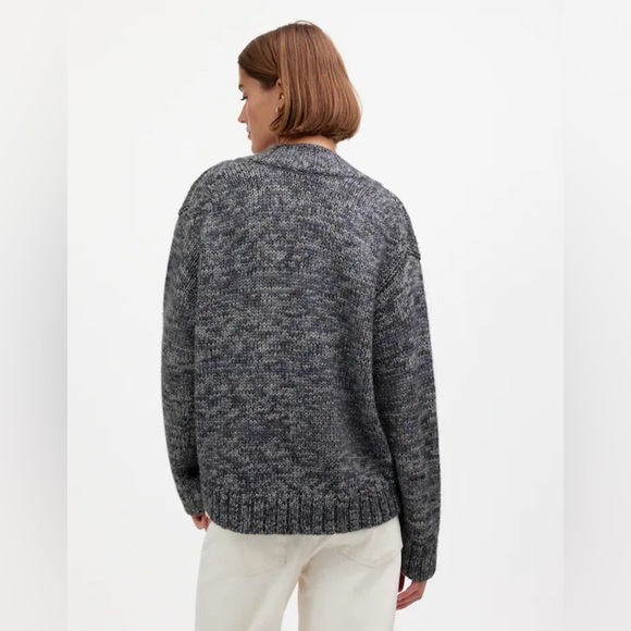 Madewell Spray-dyed 100% Wool V-neck Oversized Sweater Grey size medium fall - Picture 3 of 14
